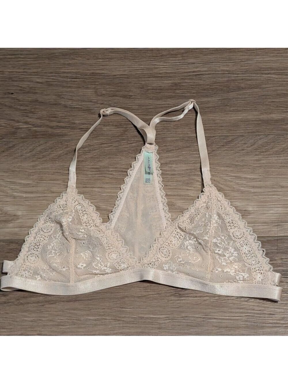 Anemone | Floral Lace Racerback Bralette Size M/L In Blush Pink